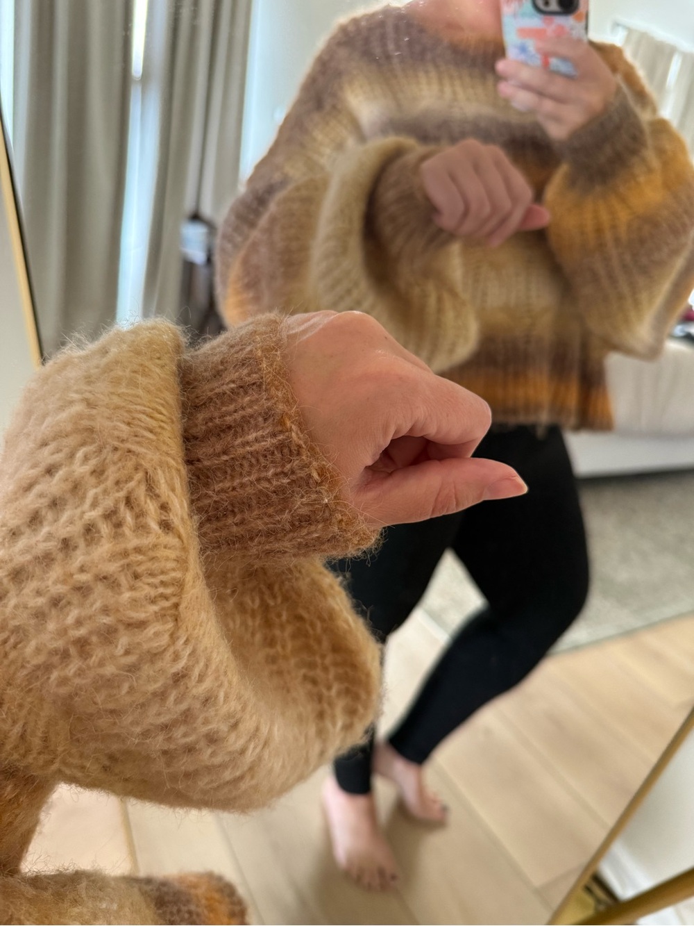 POL Striped Cropped Sweater in Brown and Mustard Tones - Picture 5 of 5